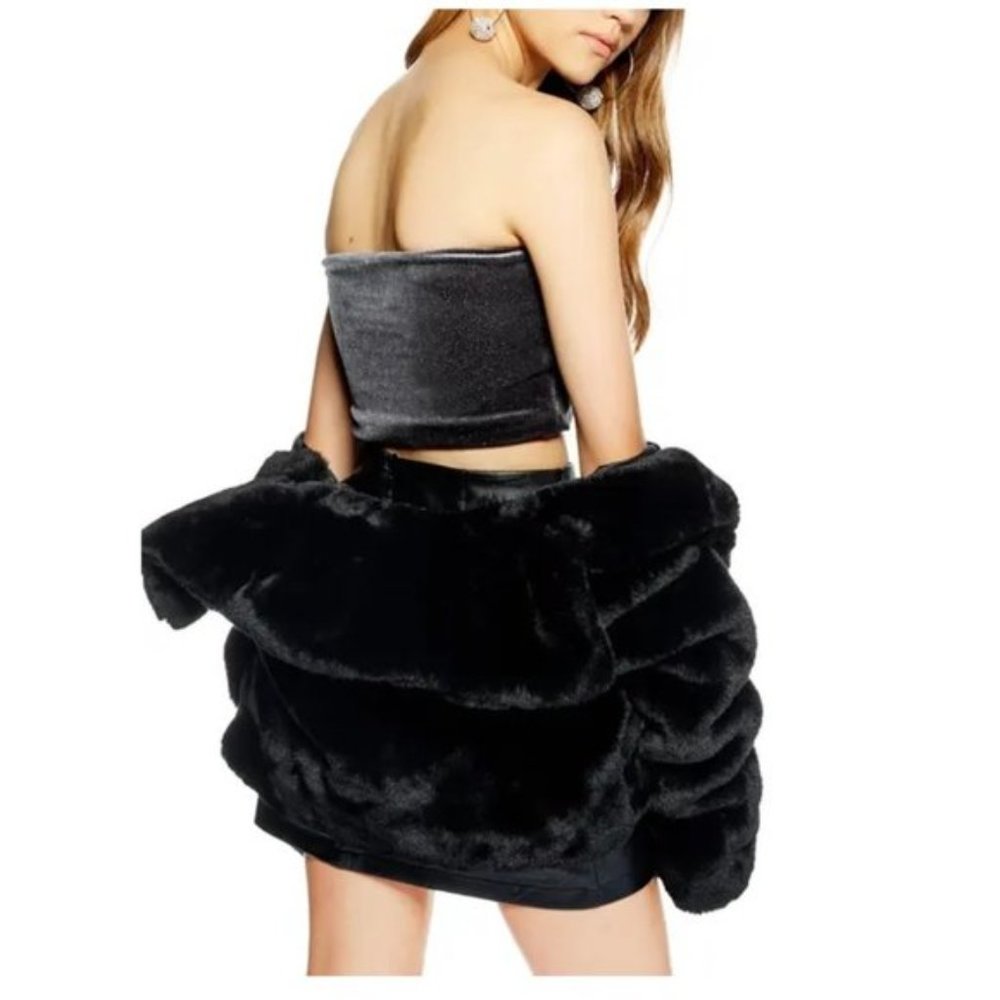 TOPSHOP Glitter Velvet Bandeau Top